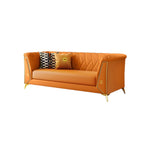 Glam Faux Leather Standard Sofa with Tuxedo Arms in Solid Color