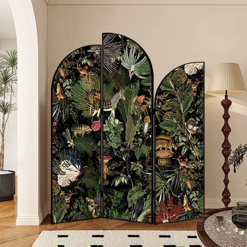 Screen Divider Minimalist Indoor Opaque Fold-up with 3 Panels, Flaxen Material, and Independent Design
