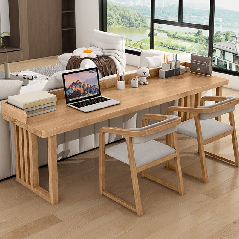 Casual Writing Desk with Easy Assembly, Odor Resistant Sleigh Base, Natural Wood Top, Unattached