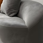 Modern Curved Sofa with Slopped Arm and Golden Base for Living Room