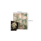 Green Opaque Fold-up Screen Divider with Natural Wood Frame, Double Sided Print, Independent