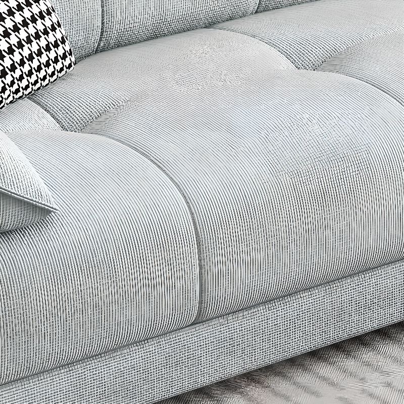 Standard Sofa with Cotton Upholstery in Light Gray and 3 Pillows