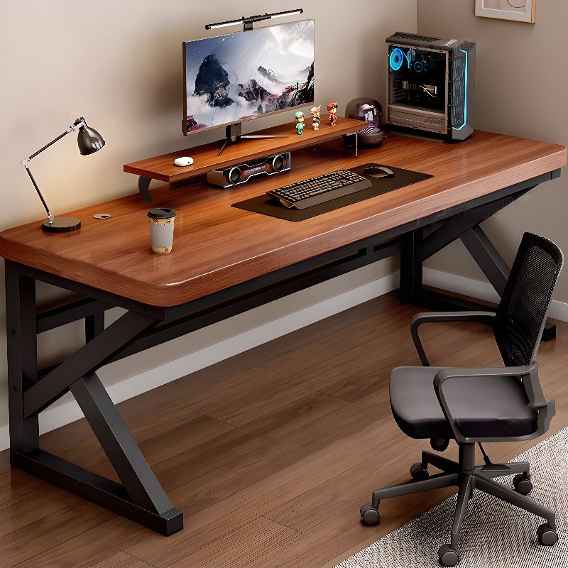 Minimalist Cable Management Rectangle Steel Desk with Rust Resistant Toboggan Base
