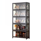Charcoal Simplistic Bambusa Flooring Curio Cabinet with Sealed Cabinet, 2 Shelves/3 Shelves/4 Shelves, 2 Doors/3 Doors/4 Doors