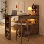 Simplistic Pub Table with Natural Wood Top and Unmovable Pedestal Base in White/Natural Finish, Featuring Gateleg Design with Container Storage, Rectangle Shape