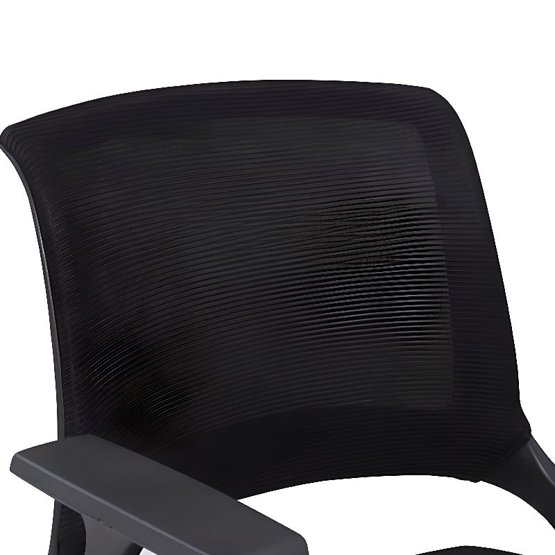 Minimalist Ergonomic Office Furniture with Midnight Black Upholstered Seating, Arms, and Wheels