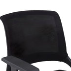 Minimalist Ergonomic Office Furniture with Midnight Black Upholstered Seating, Arms, and Wheels