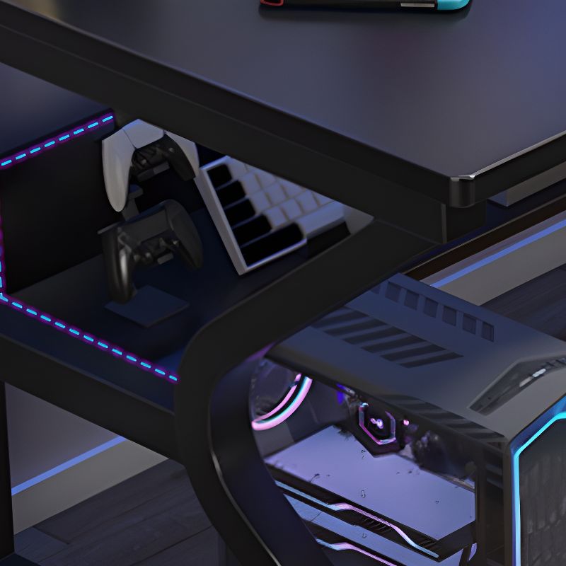 Chalk/Black Rectangular Steel Desk with Scratch Resistant Surface, Shelves, Toboggan Base, and Cable Management