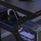 Chalk/Black Rectangular Steel Desk with Scratch Resistant Surface, Shelves, Toboggan Base, and Cable Management