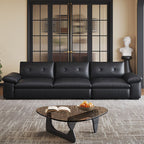Modish Solid Color Stain Resistant Standard Sofa/Loveseat/Single Sofa in Black with Arm, 3-seater/4-seater/5 Person