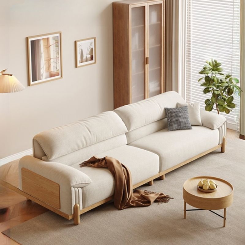 Contemporary Modern Off-White Water Resistant Solid Color Standard Sofa for 2 People or Seats 1 with 2 or 1 Pillow