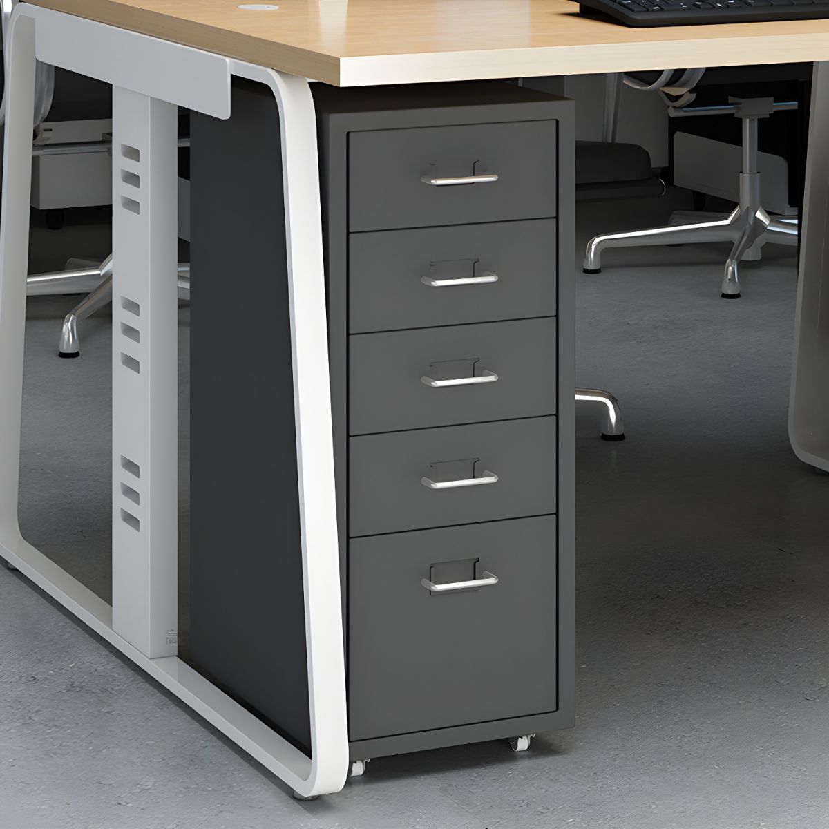 Contemporary File Cabinets Steel Frame Mobile Filing Cabinet with Wheels