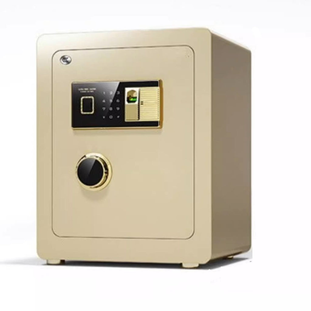 Steel Security Safe with Battery, Pry Resistant, Keys, Interior Lining, and Shelves