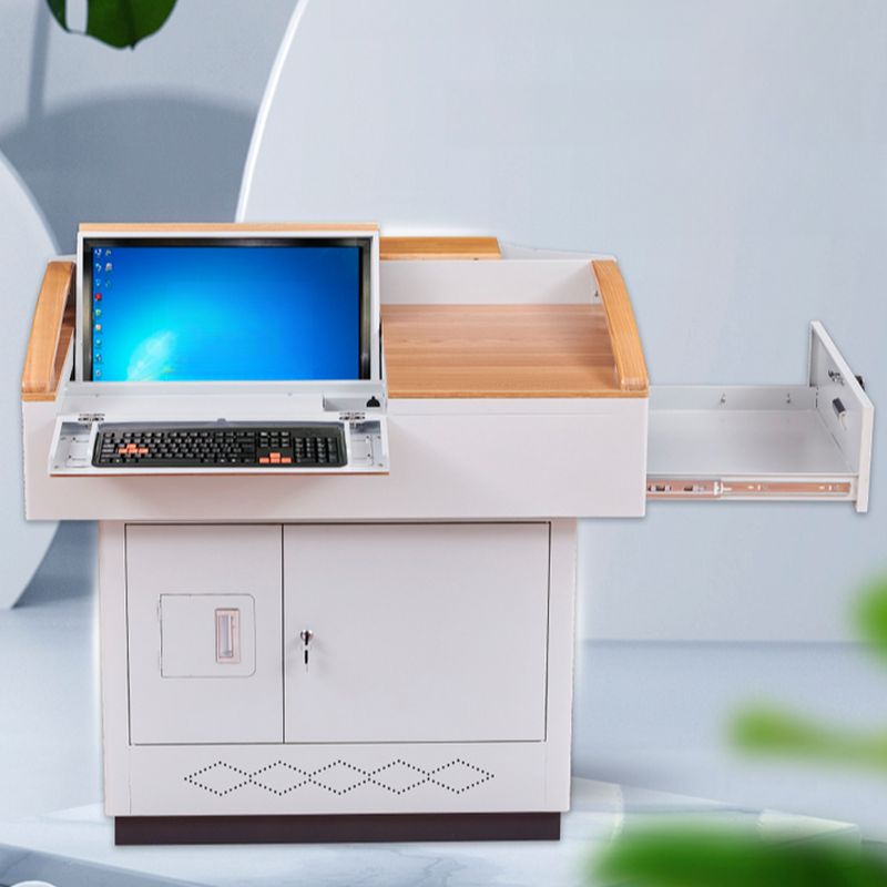 White Industrial Steel Full Podium with Storage