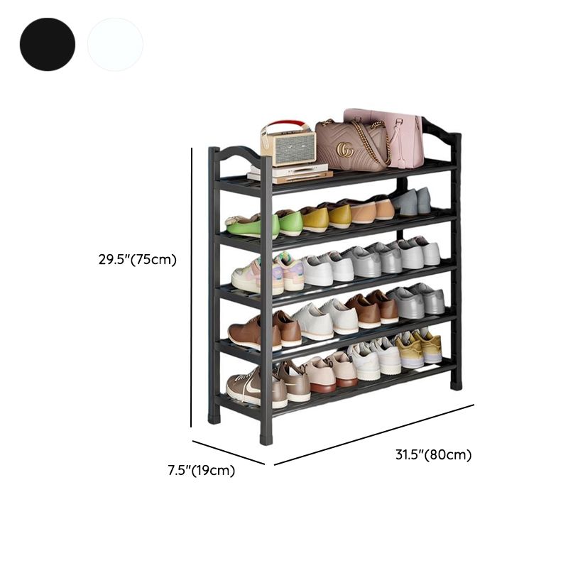 Art Deco Polymerized Material Rectangle Shoe Rack with 5/4/3 Shelves, Floor Mounted for 1-20 Pairs in Bedroom
