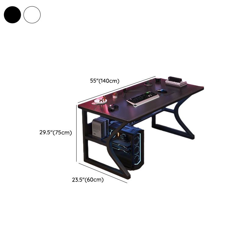 Minimalist Gaming Computer Desk with Rust Resistant Sled Base, Exterior Shelf, Wire Management, and Engineered Wood Top