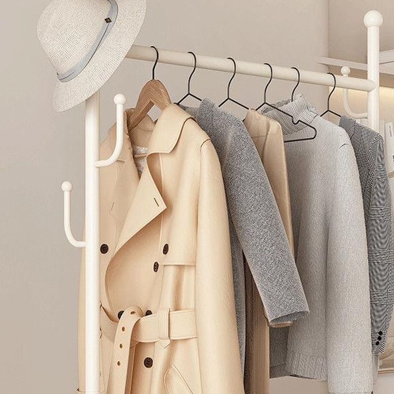 Modern Simple Style Hall Rack with Receptacle Storage, 1 Shelf, Iron Frame, and Alloy Hook