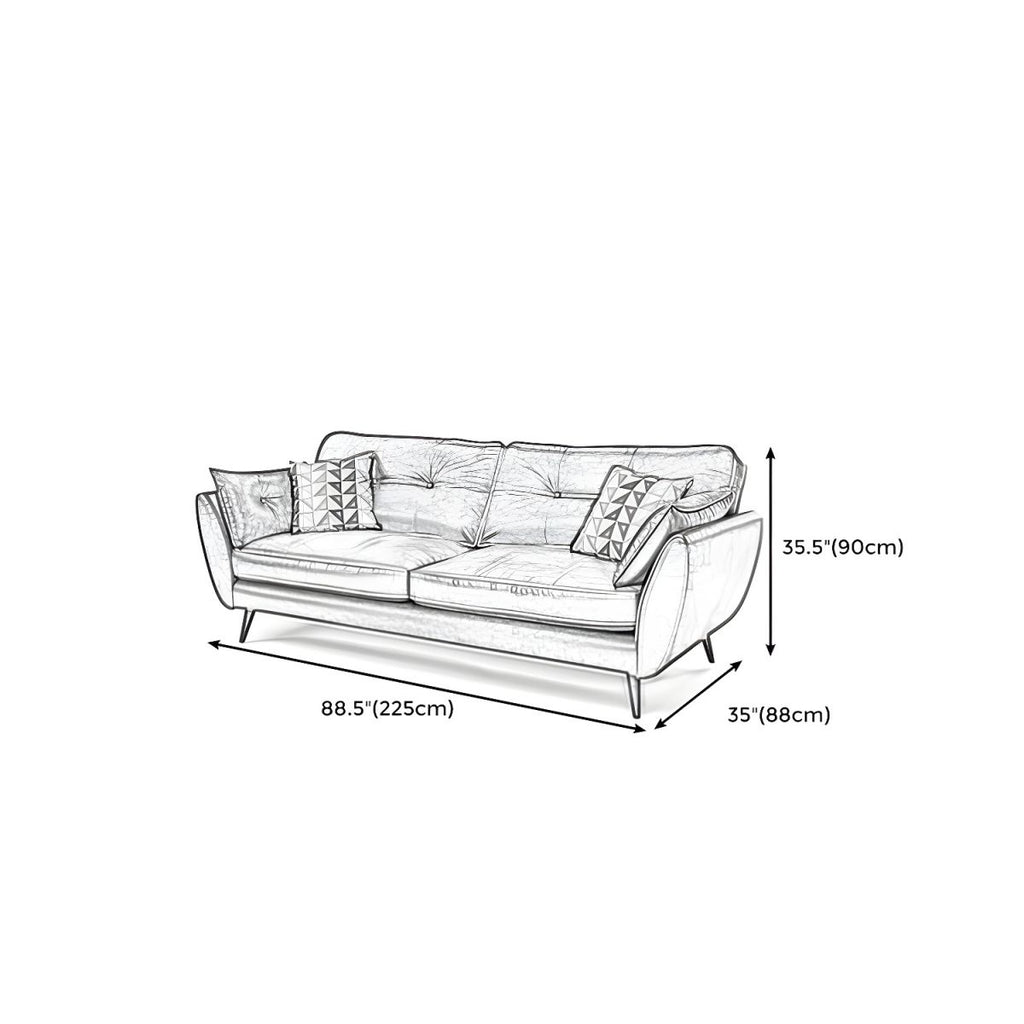 Wood Legs Modern Flared Arm Sofa Leather Standard Tufted Sofa