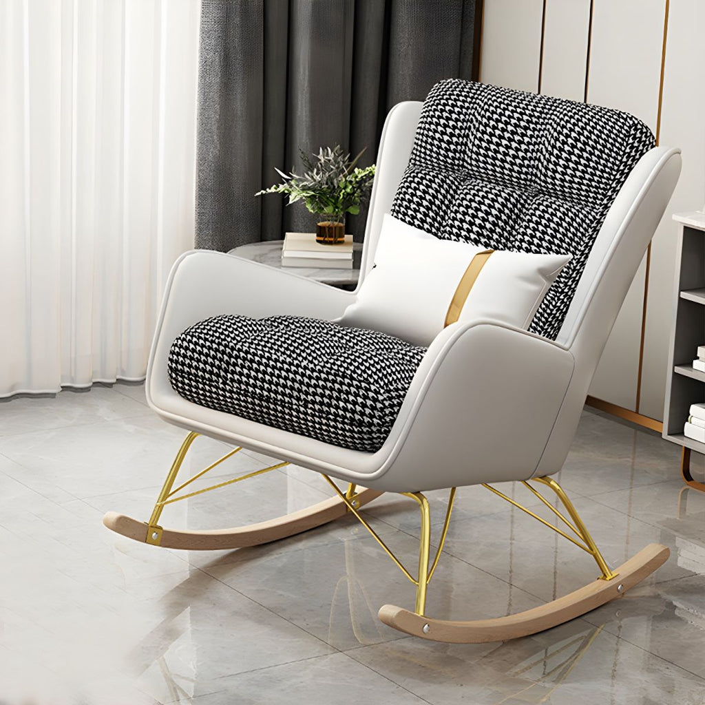 Modern Style Rocker Chair Metal Frame Spindle Rocker Chair with Cushion