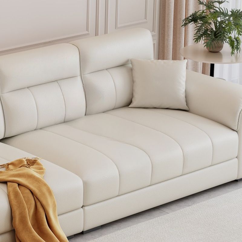Modish Solid Color Stain Resistant Standard Sofa/Loveseat in Light Gray/White/Light Yellow for 6-Seater/5 Person/4-seater with 2 Pillows