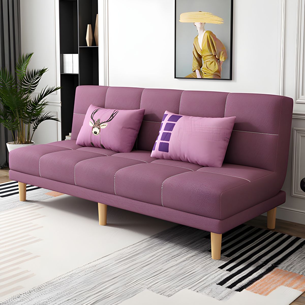 Contemporary Armless Standard Sofa Bed Dual Purpose Sofa for Living Room