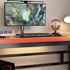 Gaming Computer Desk in Midnight Black/Brown/Natural Finish, Minimalist Style, Distortion-resistant Sled Base, Independent Structure with Wire Management and Engineered Wood Top