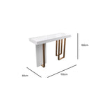 Luxurious High Top Table with White Marble Top, Dual Footing, Seating for 4/6/8, Chalk Color, Rectangle Shape