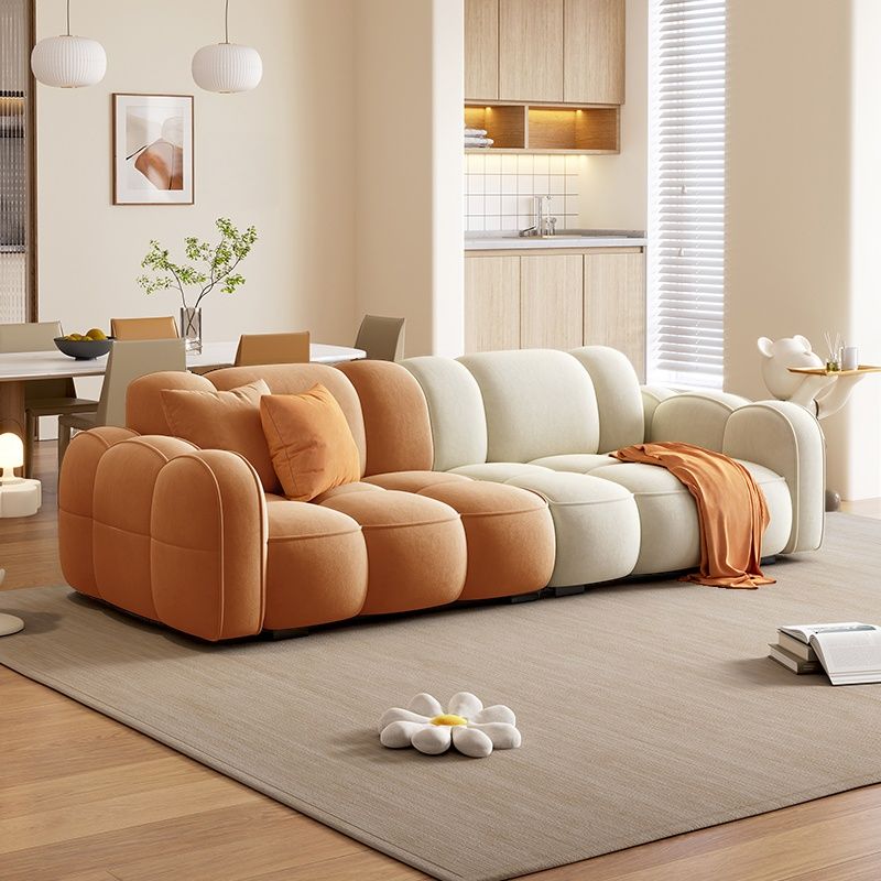 Standard Sofa in Rose/Off-White/Amber Color Flannel with Armrest