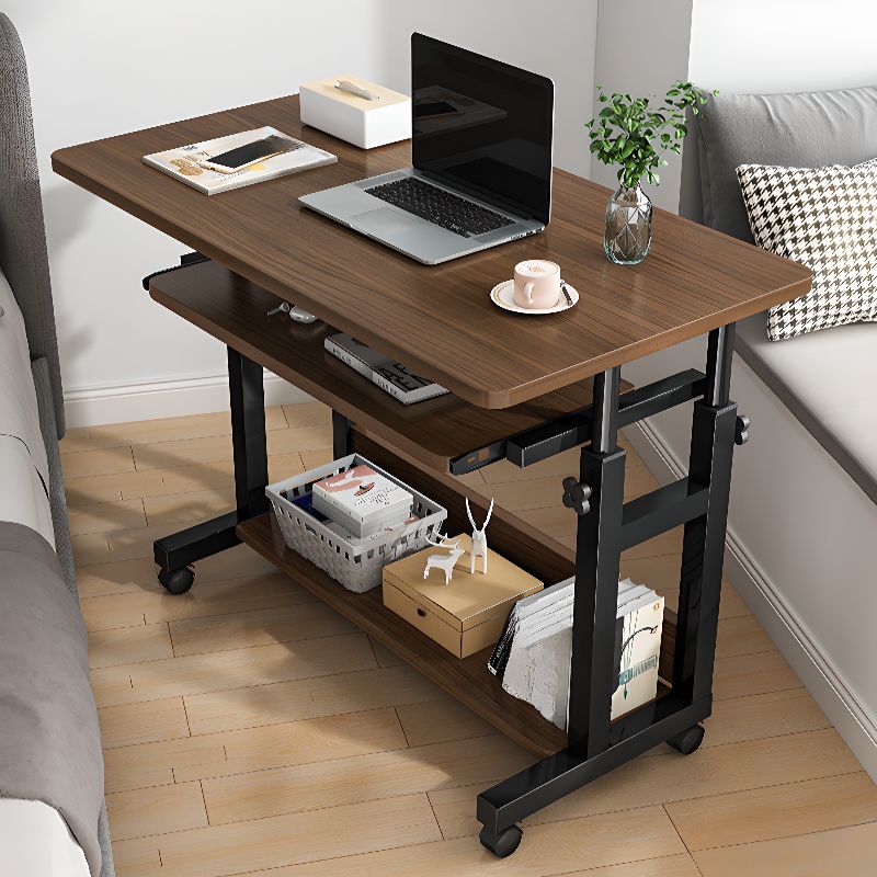 Casual Wood Stand Vertical Adaptable Height Laptop Cart with Wheels