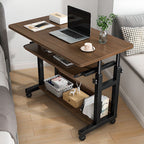 Casual Wood Stand Vertical Adaptable Height Laptop Cart with Wheels