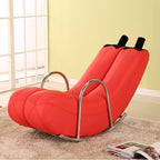 Orange/Azure/Lime Green Trendy Upholstered Rocking Reading Chair Cushioned Round Arm Stain Resistant