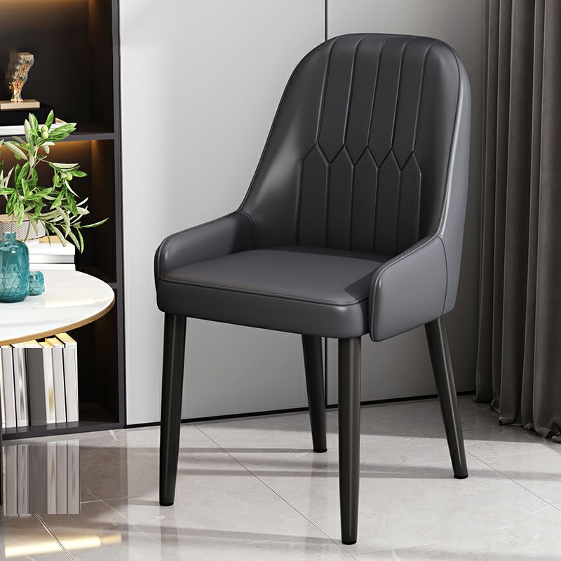 Low Back Upholstered Dining Chair with Metal Legs for Dining Room