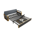 Faux Leather Metal Arm Convertible Futon Sofa Bed Tight Back Loveseat