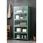 Trendy Green Bambusa Flooring Oven Cabinet with 4 Cabinets, 4 Shelves, and 4 Doors