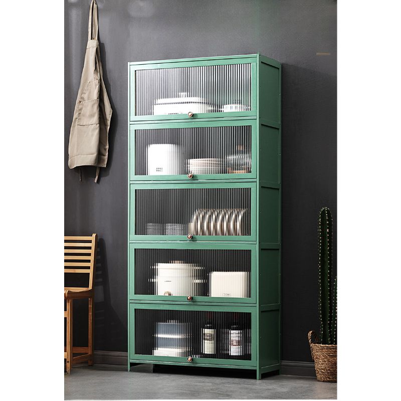 Trendy Green Bambusa Flooring Oven Cabinet with 4 Cabinets, 4 Shelves, and 4 Doors