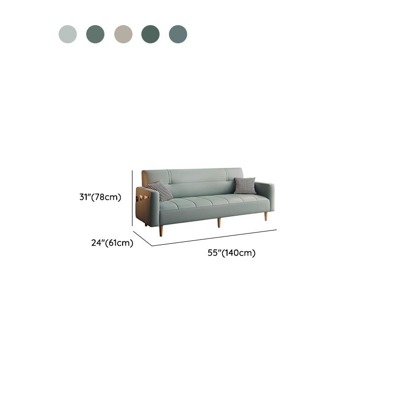 Trendy Scratch-immune Convertible Sofa in Light Gray/Light Blue/Olive Green with Arm, 4-seater/2 People/Seats 3, Receptacle Storage, and 2 Pillows