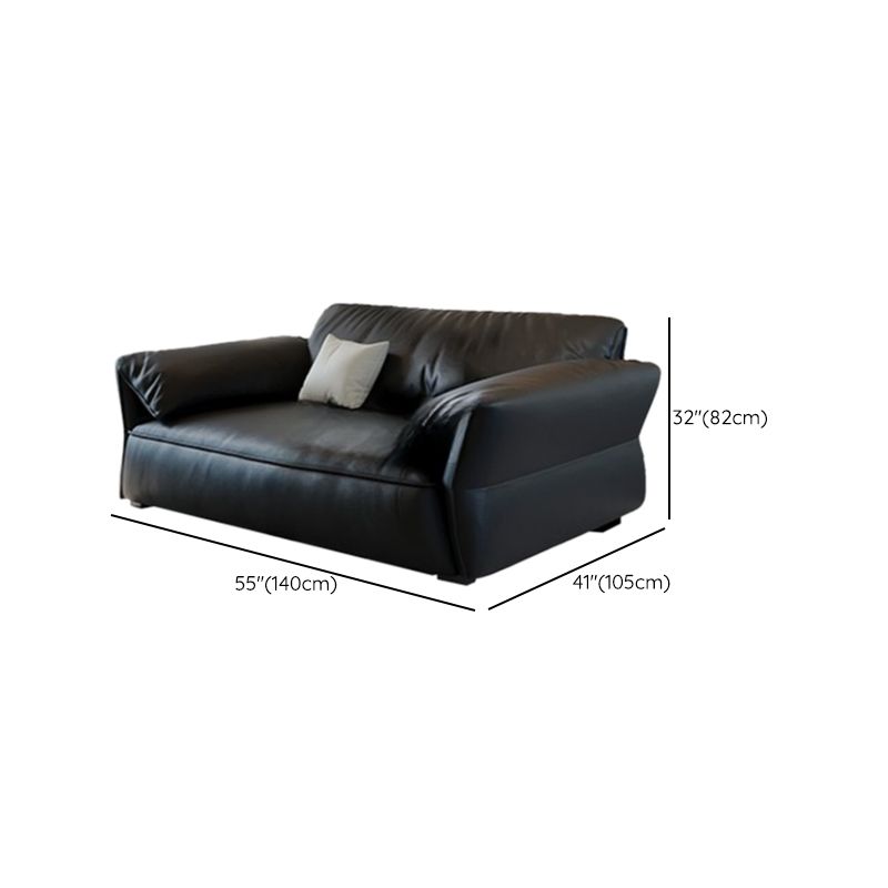 Modish Solid Color Stain Resistant Black Standard Sofa/Loveseat with Arm, 4/5/3-Seater and 2 Pillows