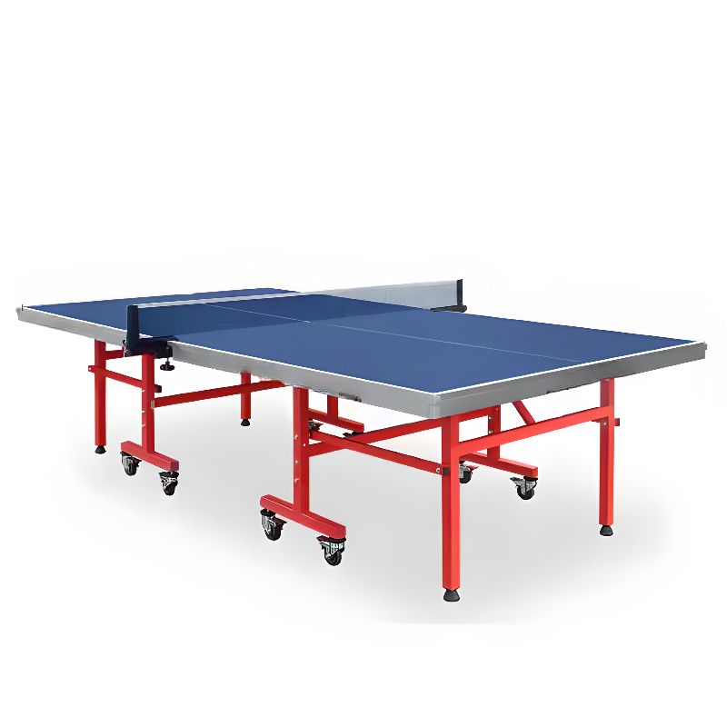 Indoor Ping Pong Table with Cerulean Synthetic Laminate Top, Compact Foldable Design, Casters, and Included Paddle