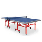 Indoor Ping Pong Table with Cerulean Synthetic Laminate Top, Compact Foldable Design, Casters, and Included Paddle