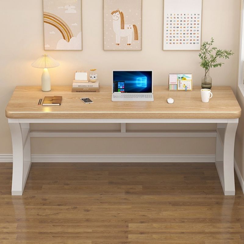 Casual Rust Resistant Sleigh Base Writing Desk with Cable Management in Ink/Light Brown/Natural Unattached Engineered Wood Top