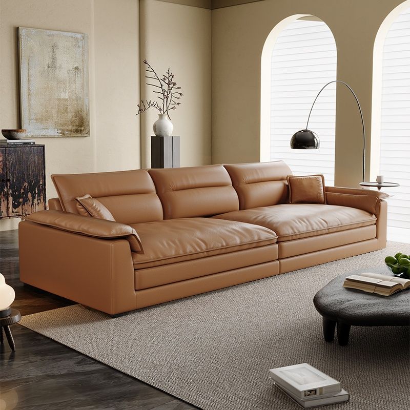Modish Solid Color Water Resistant Standard Sofa in Light Gray/White/Light Brown with Seats 3/2-seater and 2 Pillows