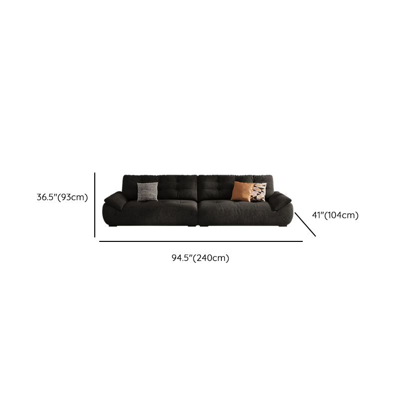 Standard Sofa in Midnight Black Soft-pile Fabric with 3 Pillows