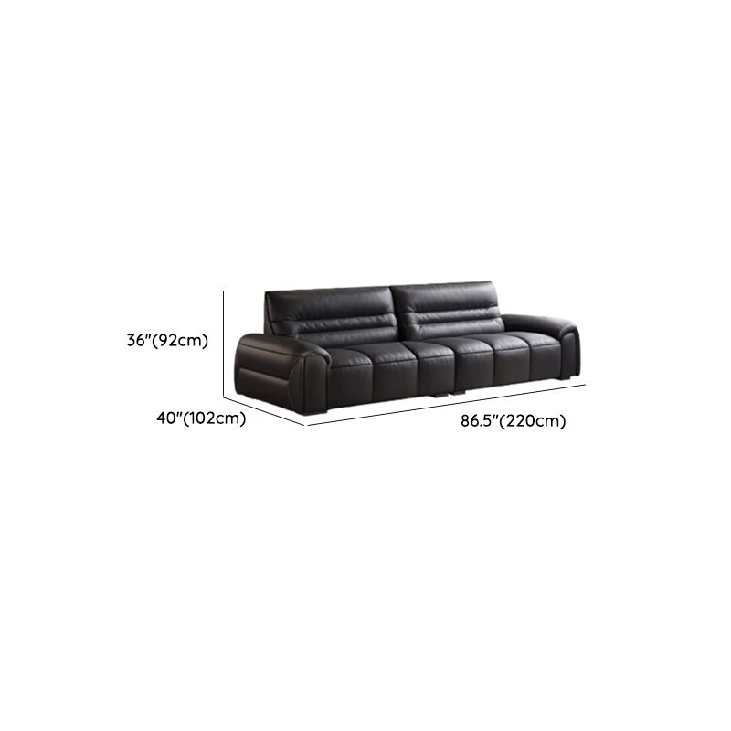Modish Solid Color Stain Resistant Standard Sofa in Midnight Black Pu Leather, Seats 4/Seats 3/2-seater with 2 Pillows