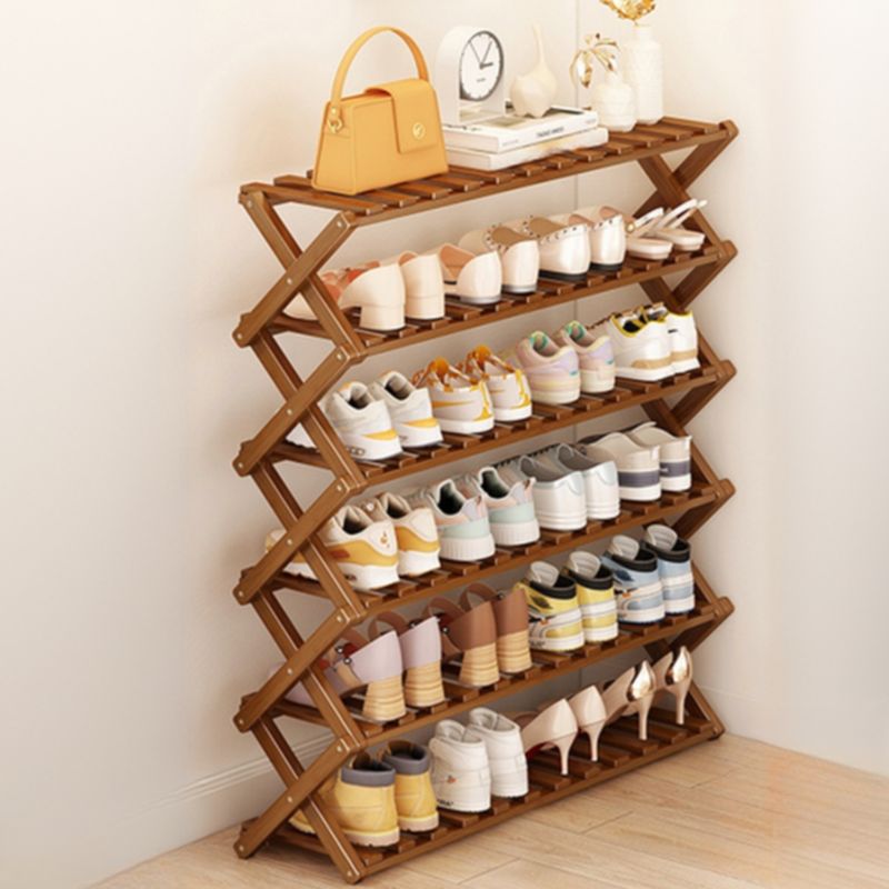 Art Deco Bambusa Rectangle Shoe Rack with 6/4/5 Shelves, Capacity for 1-30 Pairs, Drawing Room