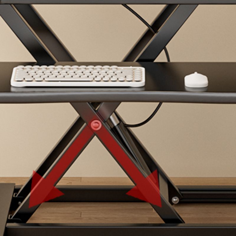 Casual Adjustable Height Rectangular Standing Desk Converter with Bend-resistant Chalk/Light Brown/Natural Color Tabletop and Lift Top Installation