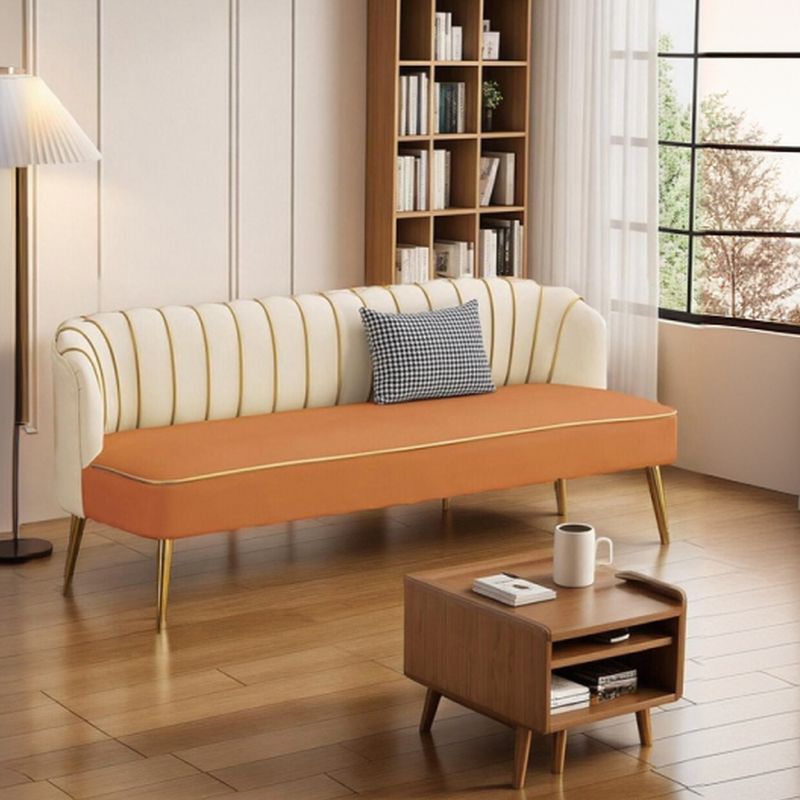 Modish Solid Color Stain Resistant Standard Sofa/Loveseat in Grey/Beige/Amber Color for 2/4-seater/3-seater with 1 Pillow