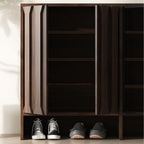 Cocoa Modern Engineered Wood 4 Tiers Shoe Stack with Shelf, Gate, and Closed Back
