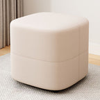 Trendy Square Solid Color Standard Ottoman with Leatherette Upholstery in Chalk/Sage/Caramel