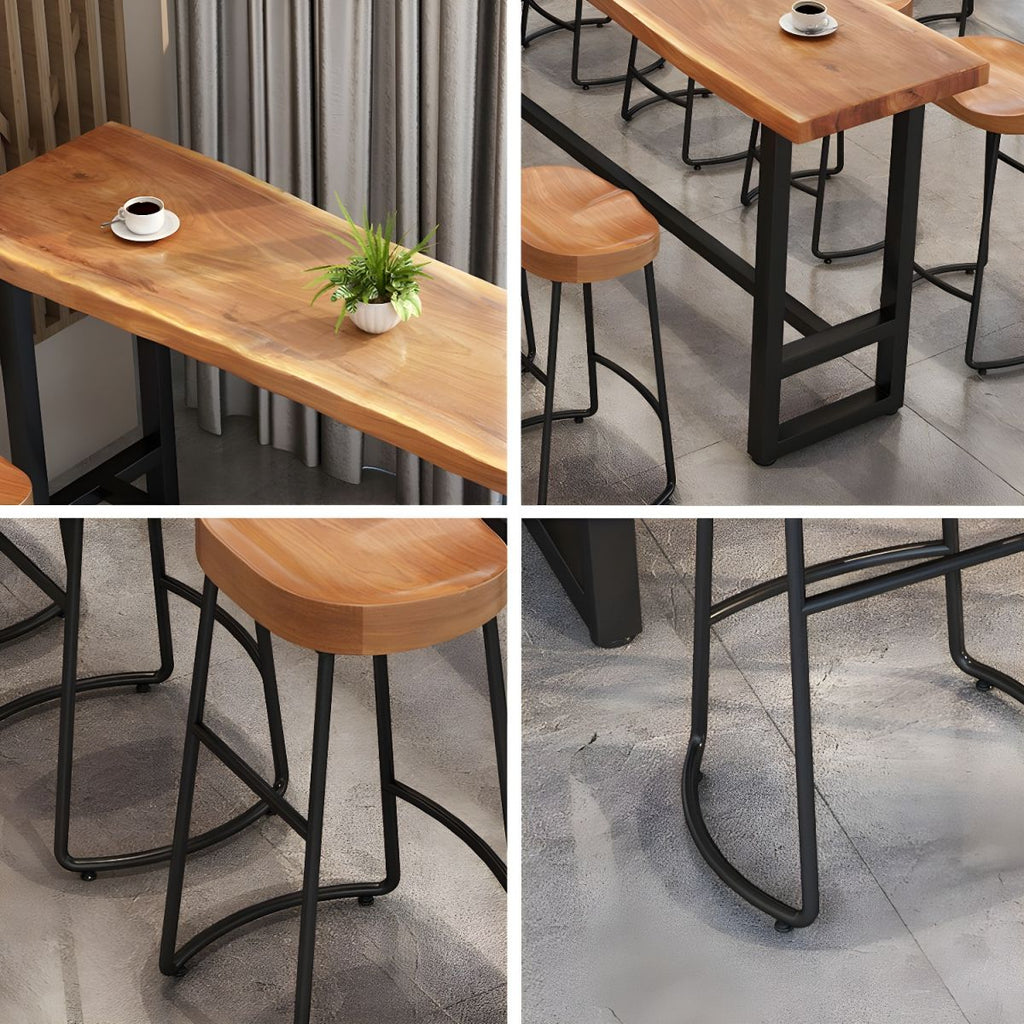 Modern 1/9 Pieces Bar Table Set Rectangle Pine Wood Counter Table with Stools for Cafe