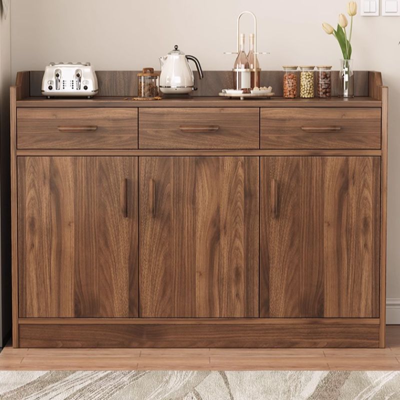 Art Deco Sideboard with 3/1/2 Drawers, Narrow 2 Shelves Larder Storage, Lumber Countertop, and 4/3/2 Doors